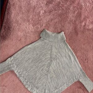 Cherokee Gray Wool Blend Knit Turtleneck Poncho Cape Sweater Size L